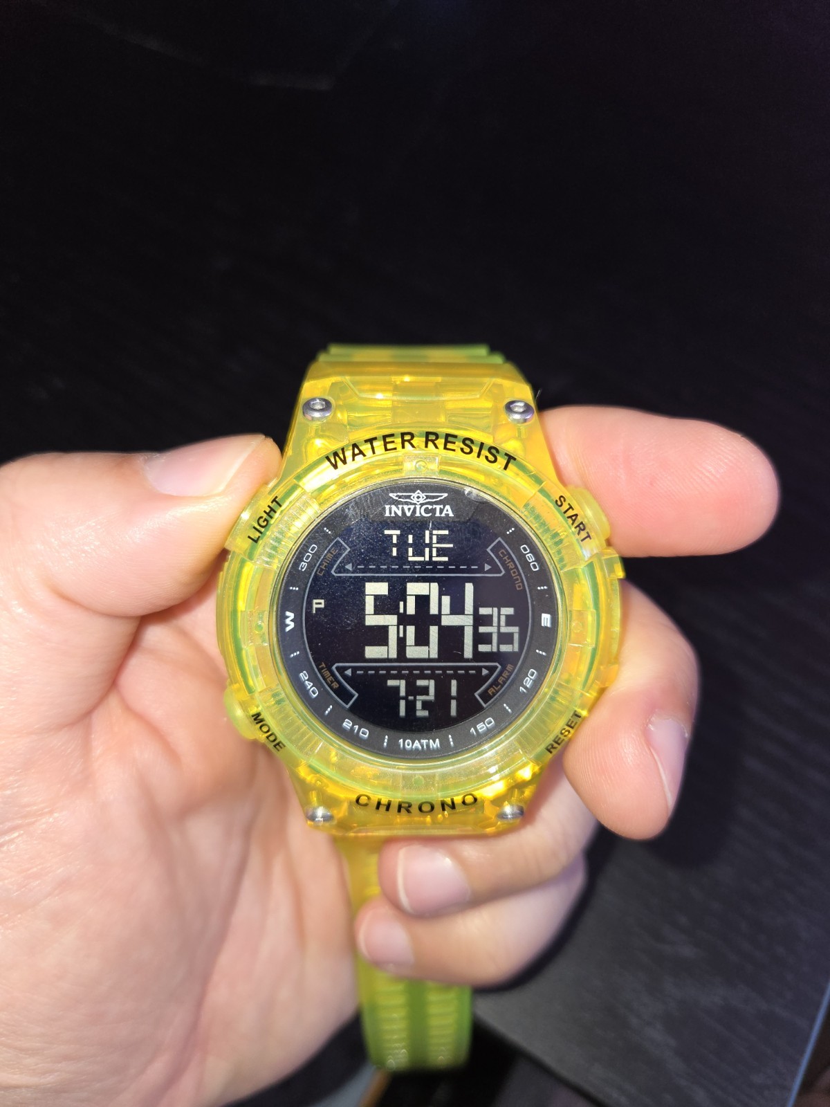 invicta men’s watch “burnout” hot highlighter yellow large