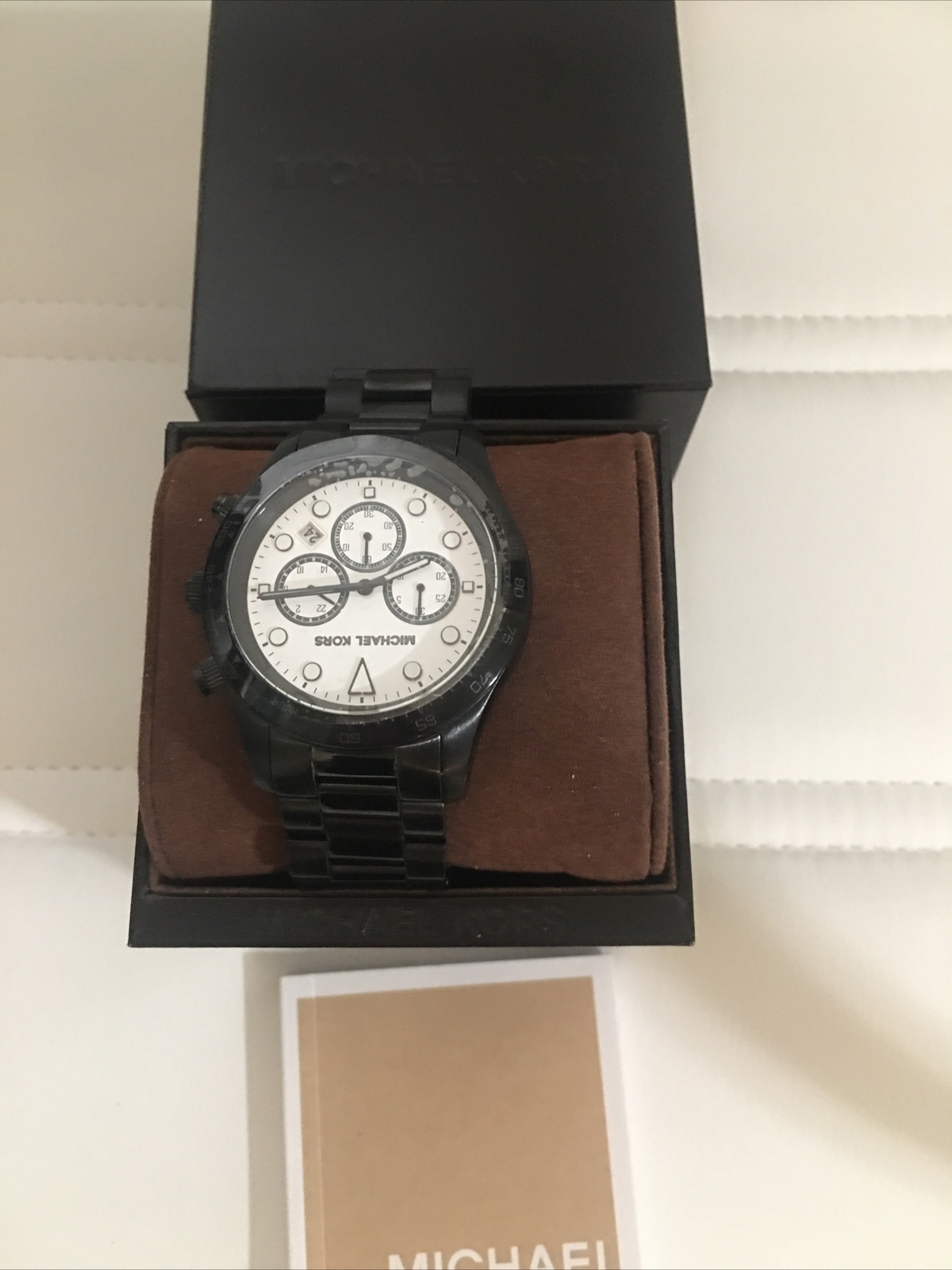 New Michael Kors Chronograph Black Steel Bracelet Watch MK6083