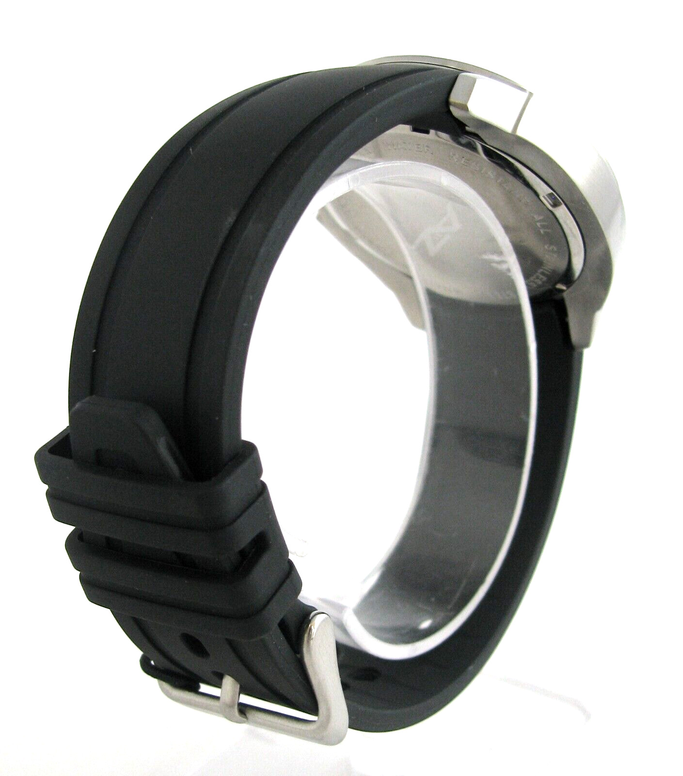 A II Z BY TIMEX MULTI FUNCTION BLACK WHITE DIAL BLACK SILICONE BAND WATCH V0V754