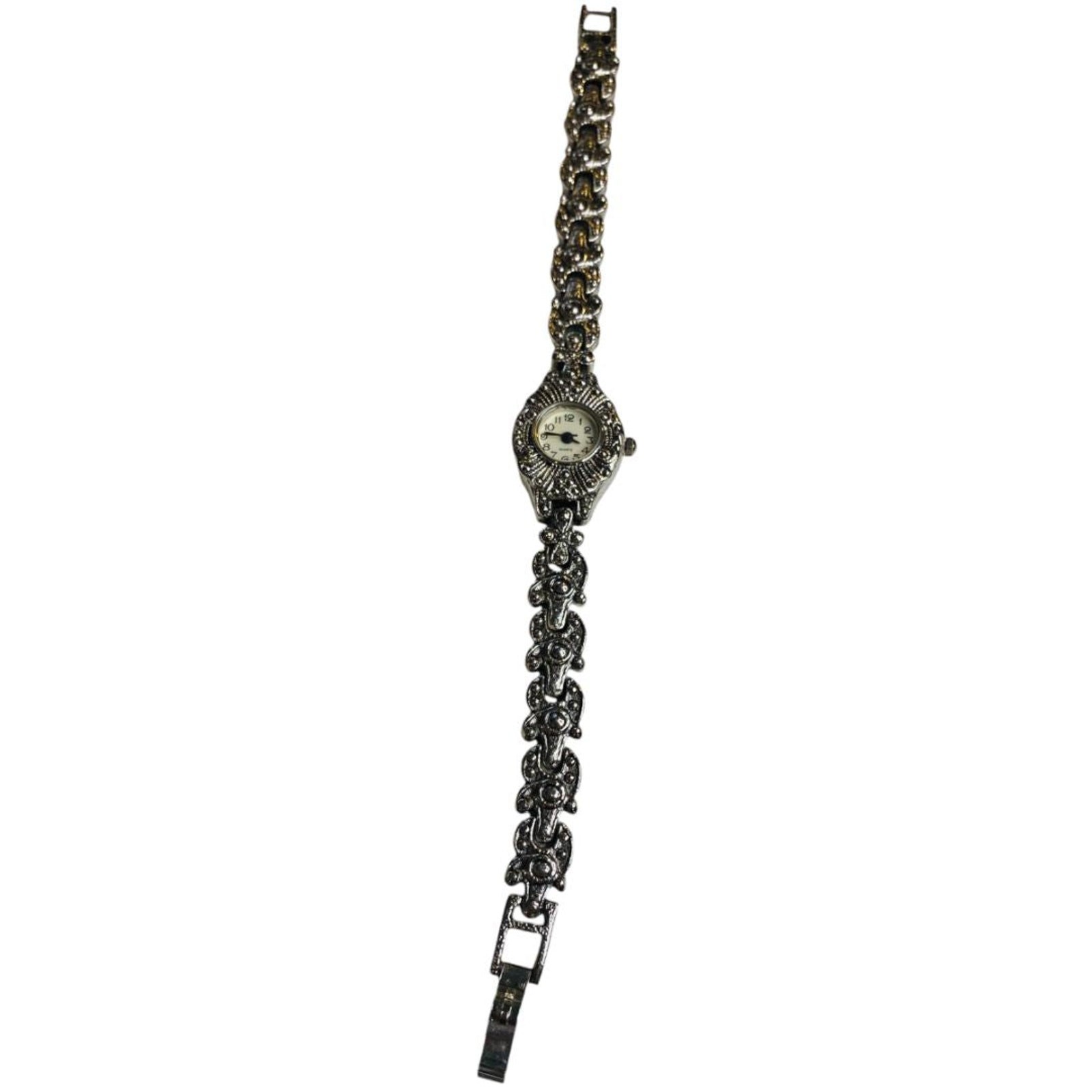 Ladies Watch Bracelet Style Silvertone 20mm Foldover Clasp New Battery