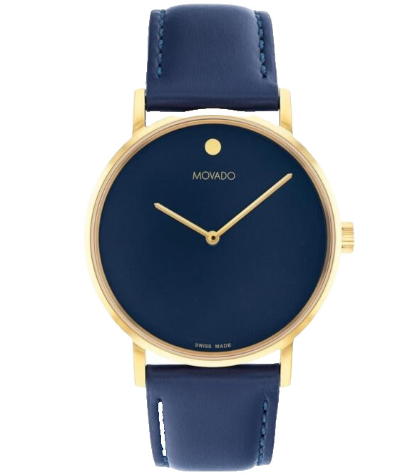 MOVADO 0608100 DARK PURPLE DIAL & LEATHER STRAP 40MM GOLD WOMENS WATCH