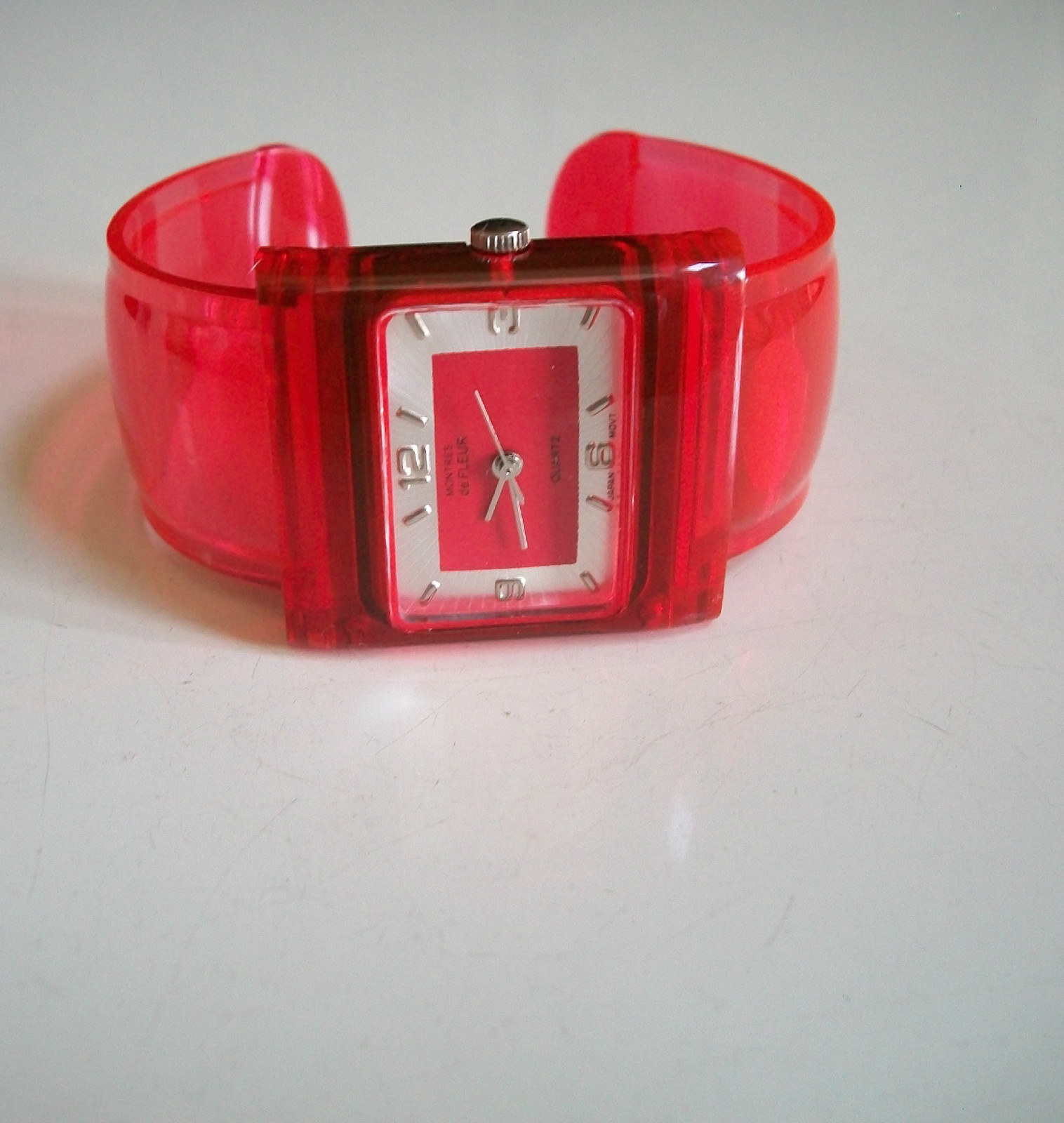 Blue, Purple, Pink, Orange, Red Plastic Cuff Bangle Casual Fashion Women’s Watch