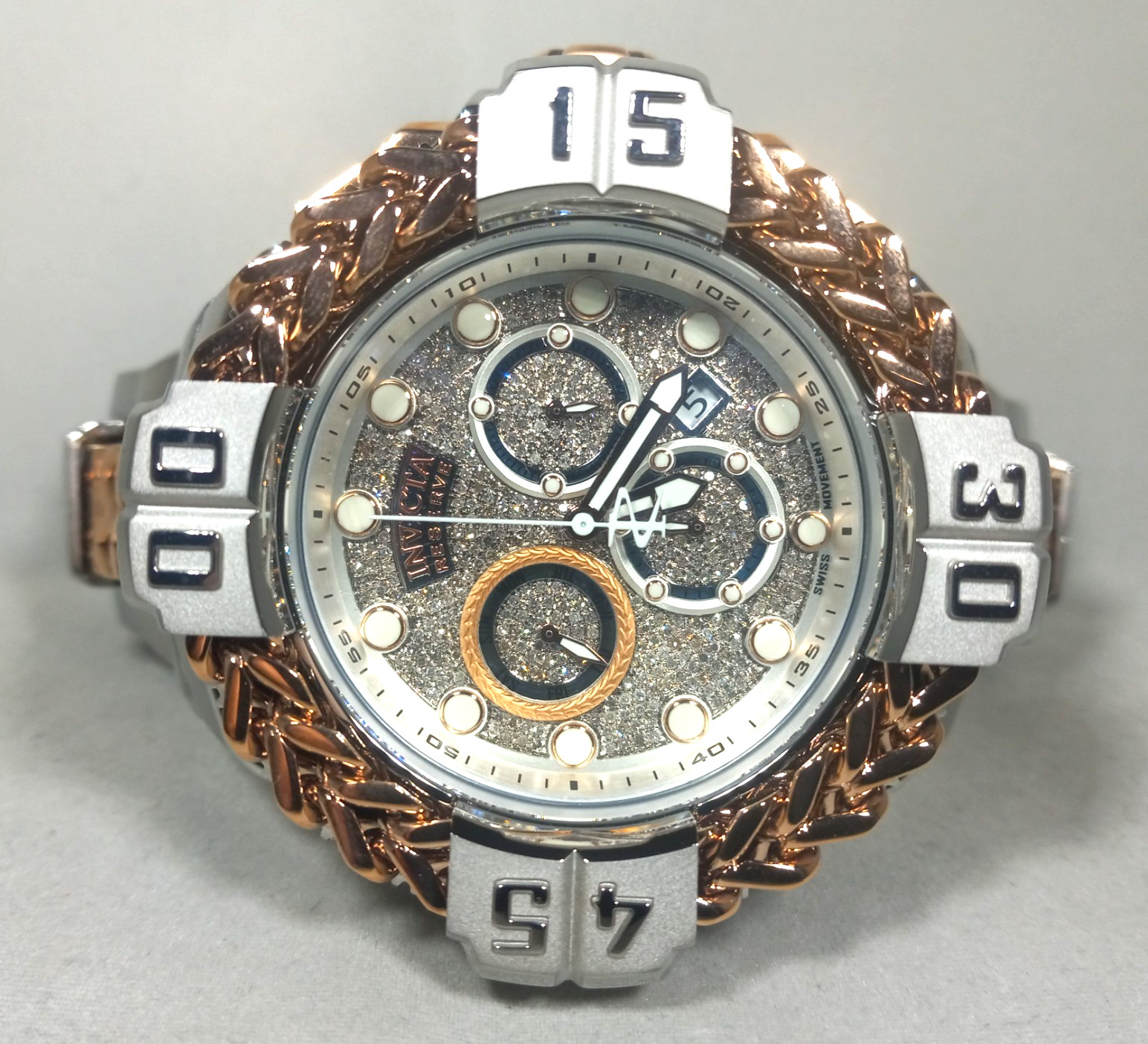 INVICTA 1.64 CTW DIAMOND GLADIATOR SPARTICUS 59mm SILVER ROSE MEN’S WATCH 37006