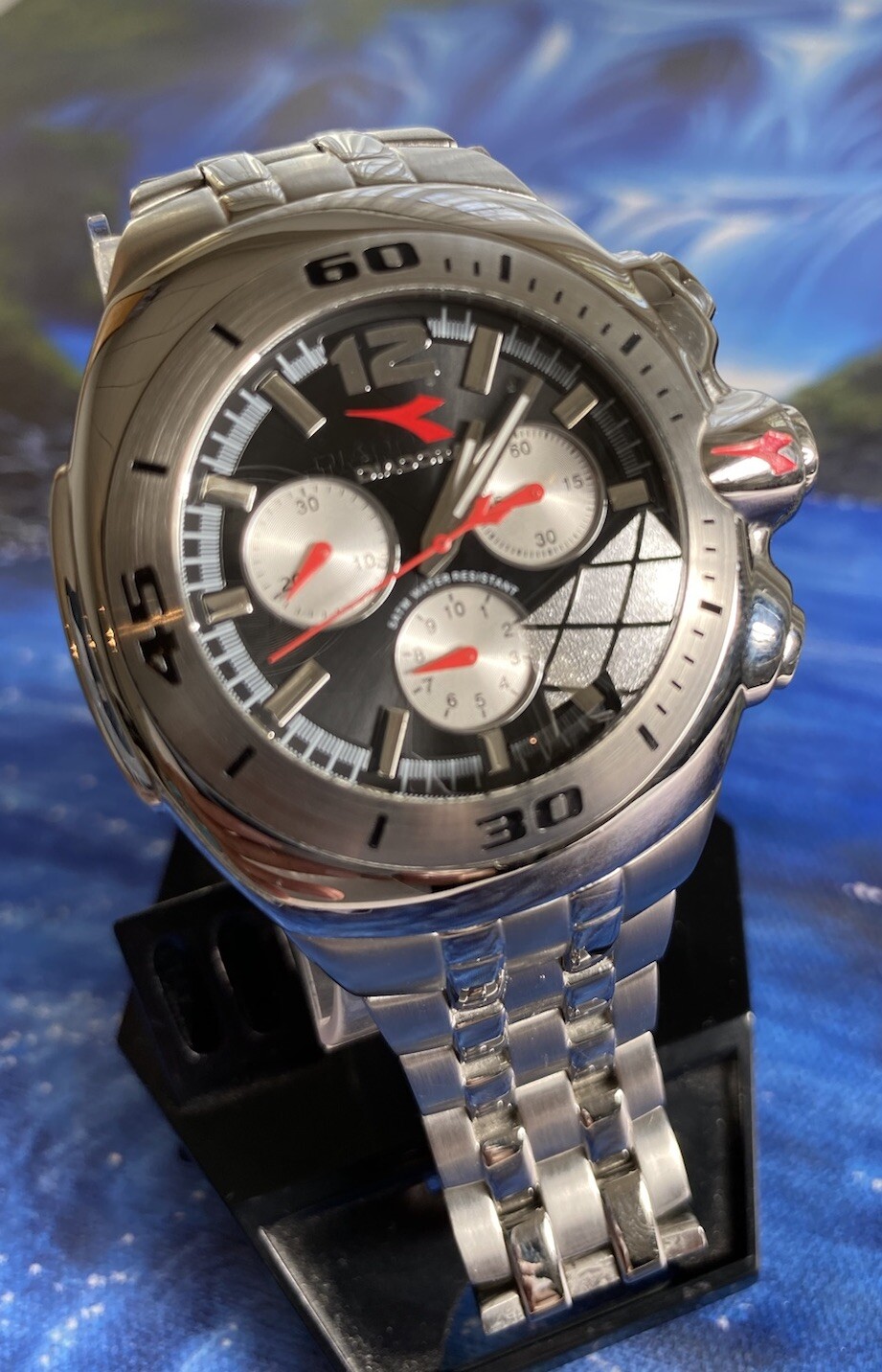 Bnew DIADORA DD.6083M Red Black N Silver 10” Wrist ALL STAINLESS A TANK! 100%