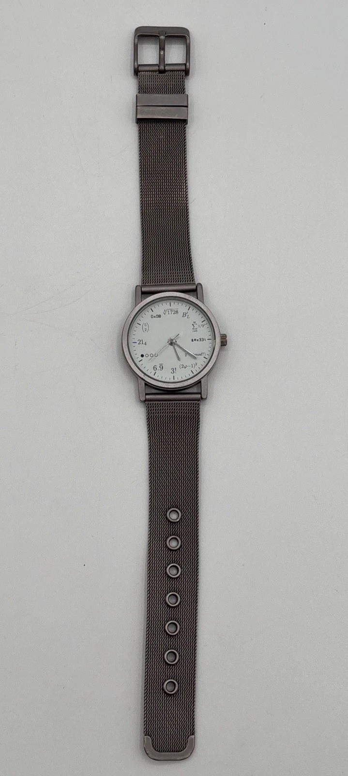 Math Dial Watch Math Equation At Each Hour Stainless Steel Mesh Band Untested