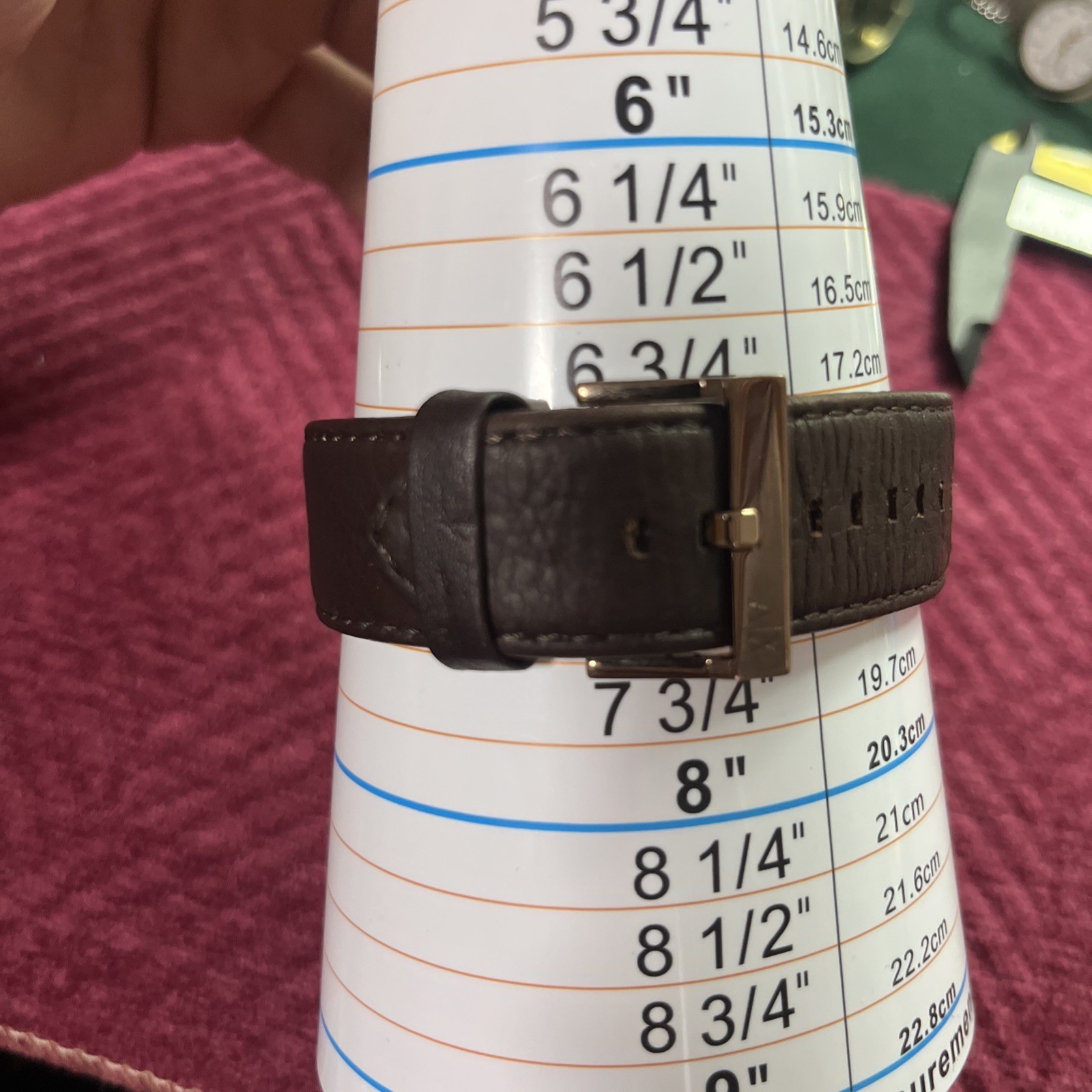 Watch Chronograph Dark Brown Leather Strap 45mm Ax2090
