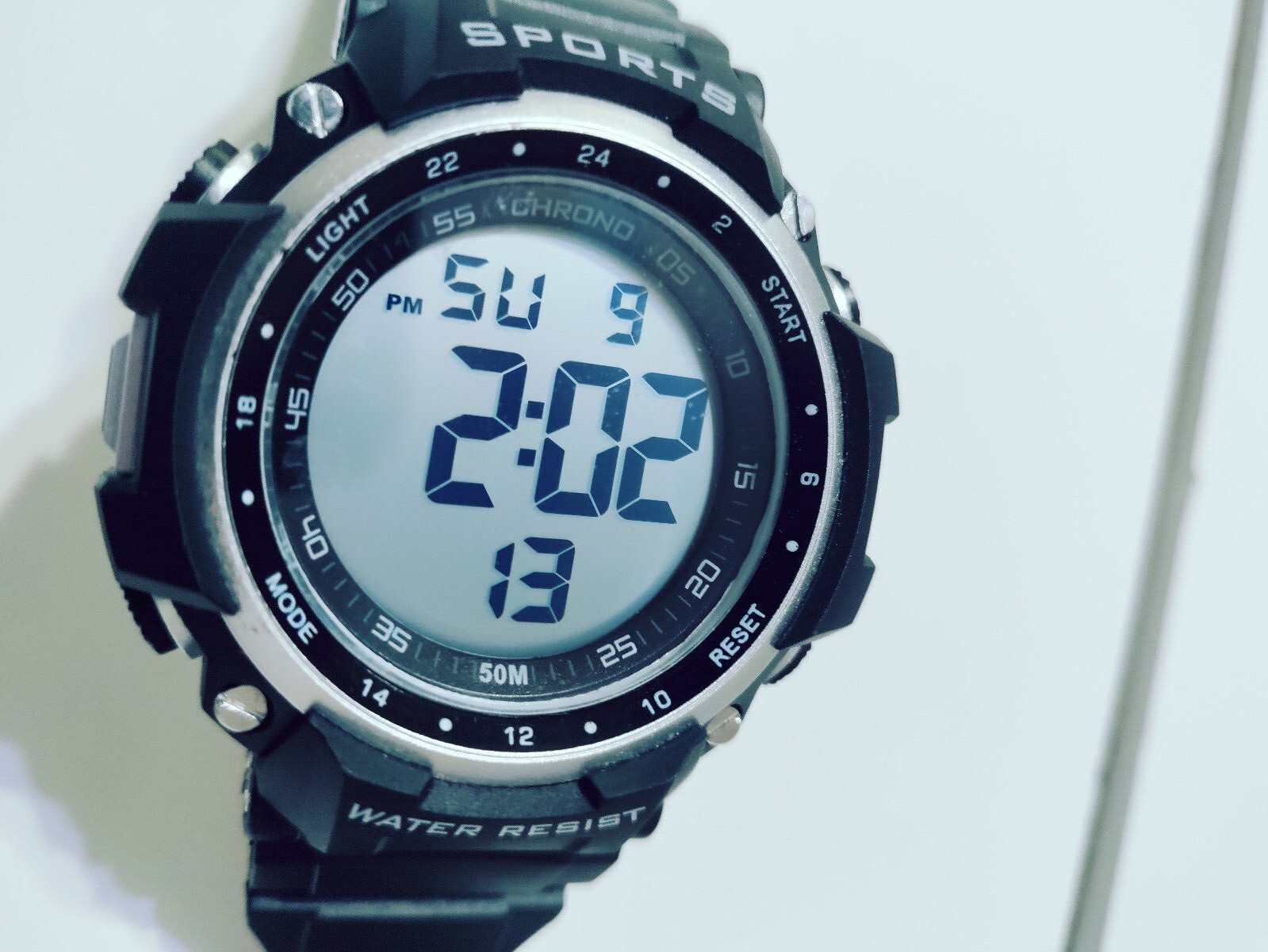 Digital Watch Big Numbers Display For Men 55mm Case George Alarm Stopwatch