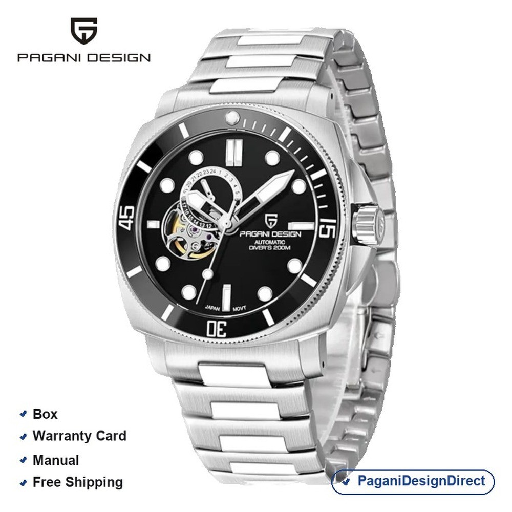 Pagani Design PD-1736 Stainless Steel Black Skeleton Automatic Men’s Watch