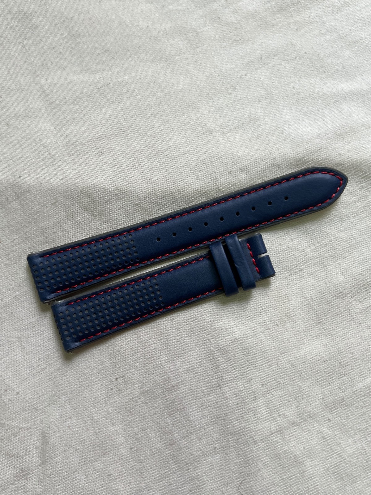 Mens Watch Band Replacement Blue Brown Leather Strap 22mm