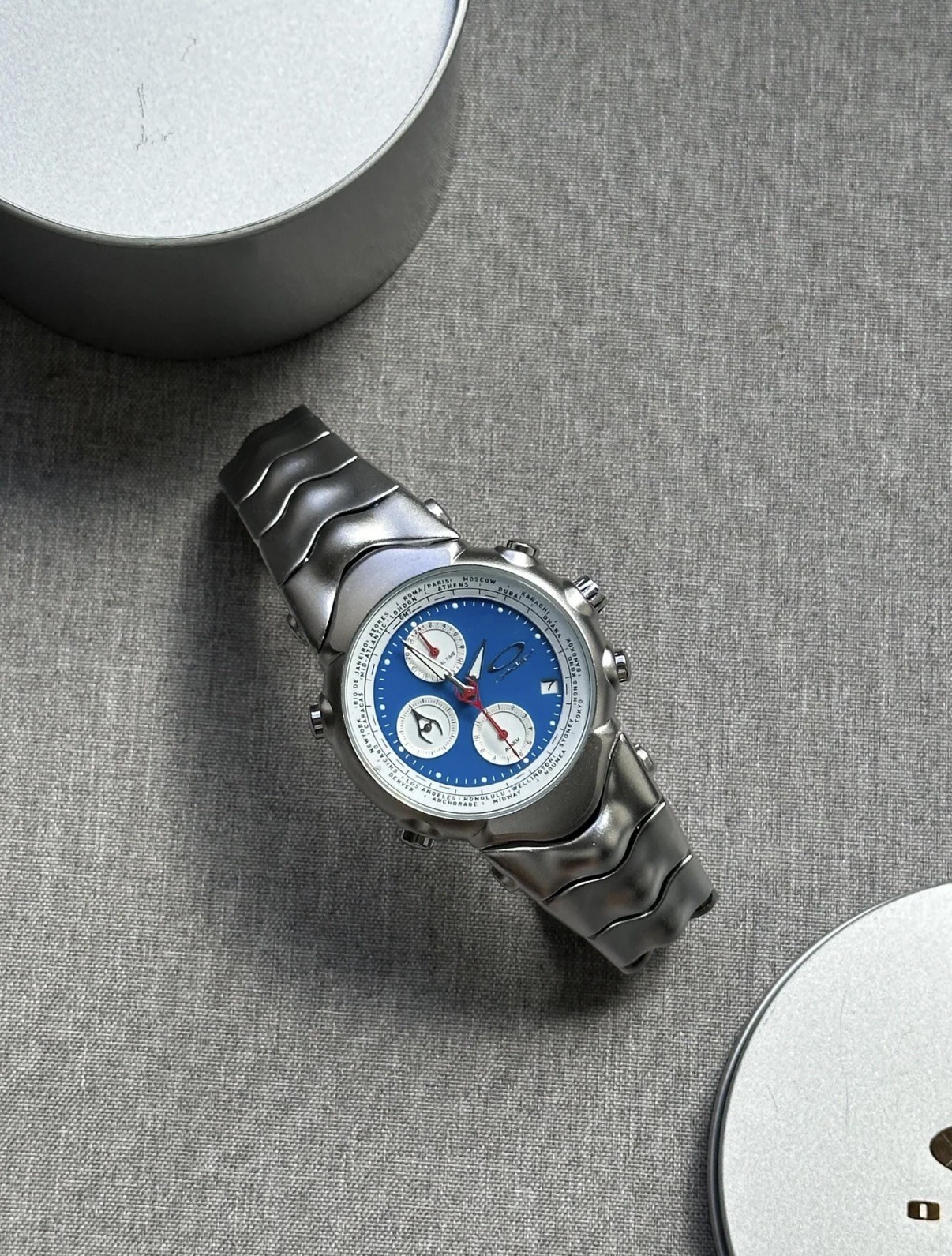 Oakley Judge Chronograph Watch Blue Dial Matte Strap