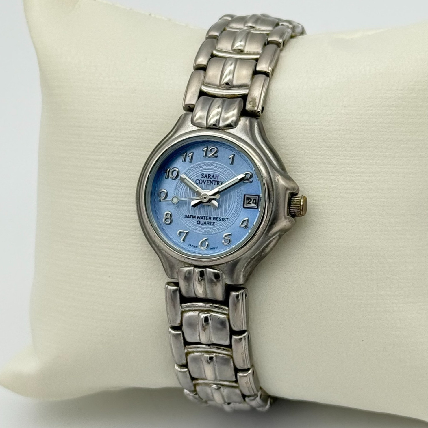 Women’s SARAH COVENTRY Watch, Silver Tone Classic Bracelet, Blue Dial, 25mm Runs