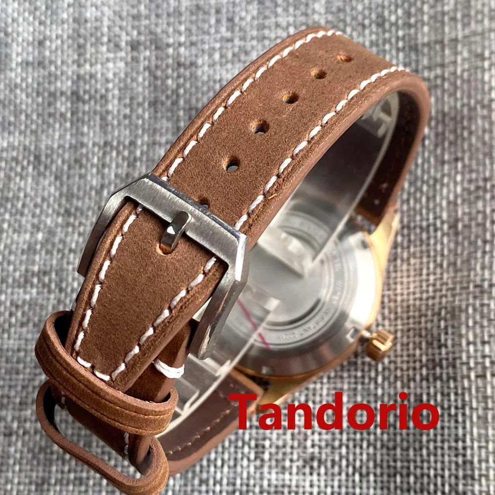 39mm Tandorio Solid Cusn8 Bronze Japan NH35 Automatic Diver Pilot Watch 20ATM