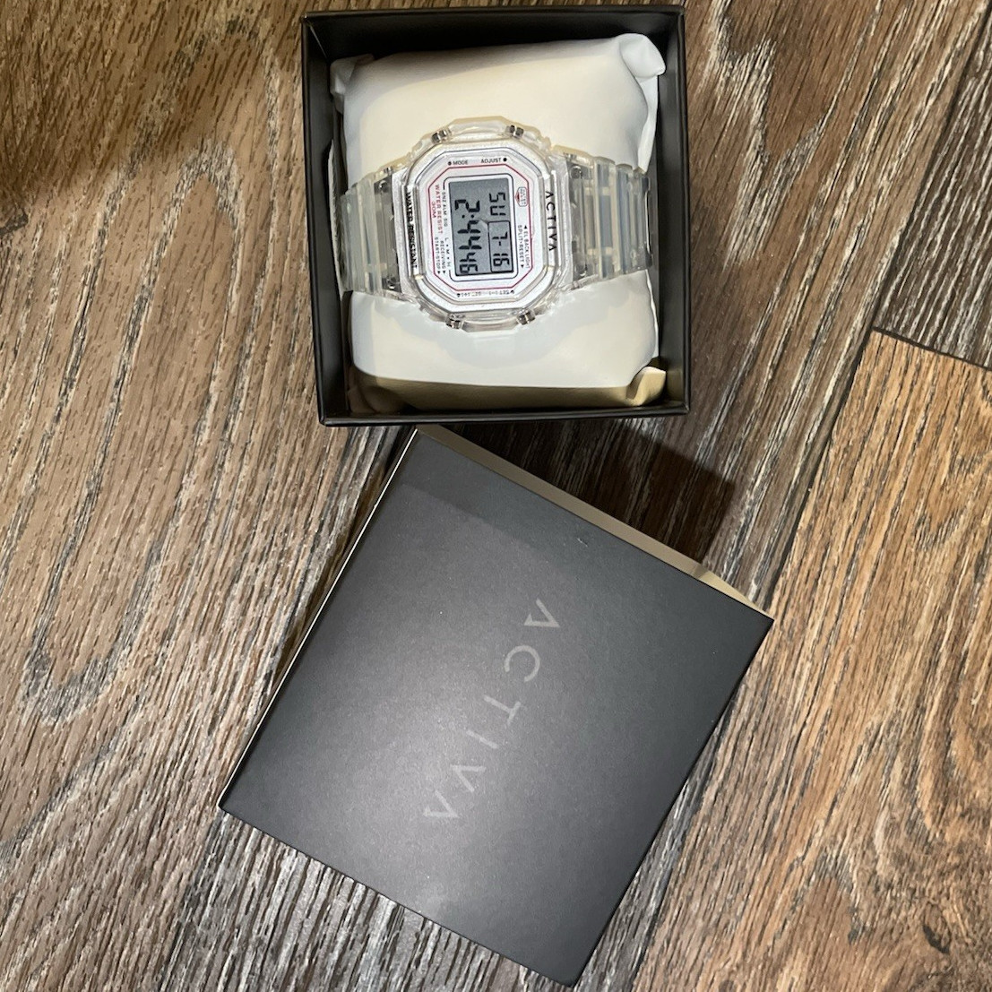 Activa Transparent Digital Quartz Watch Clear Case/Band Chrono Alarm 30m