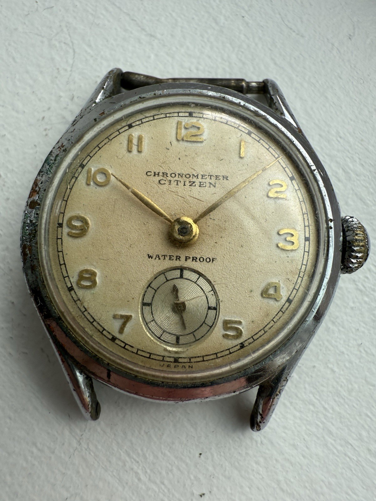 Antique Citizen Chronometer Waterproof Sub Second Military Watch As Is Repair