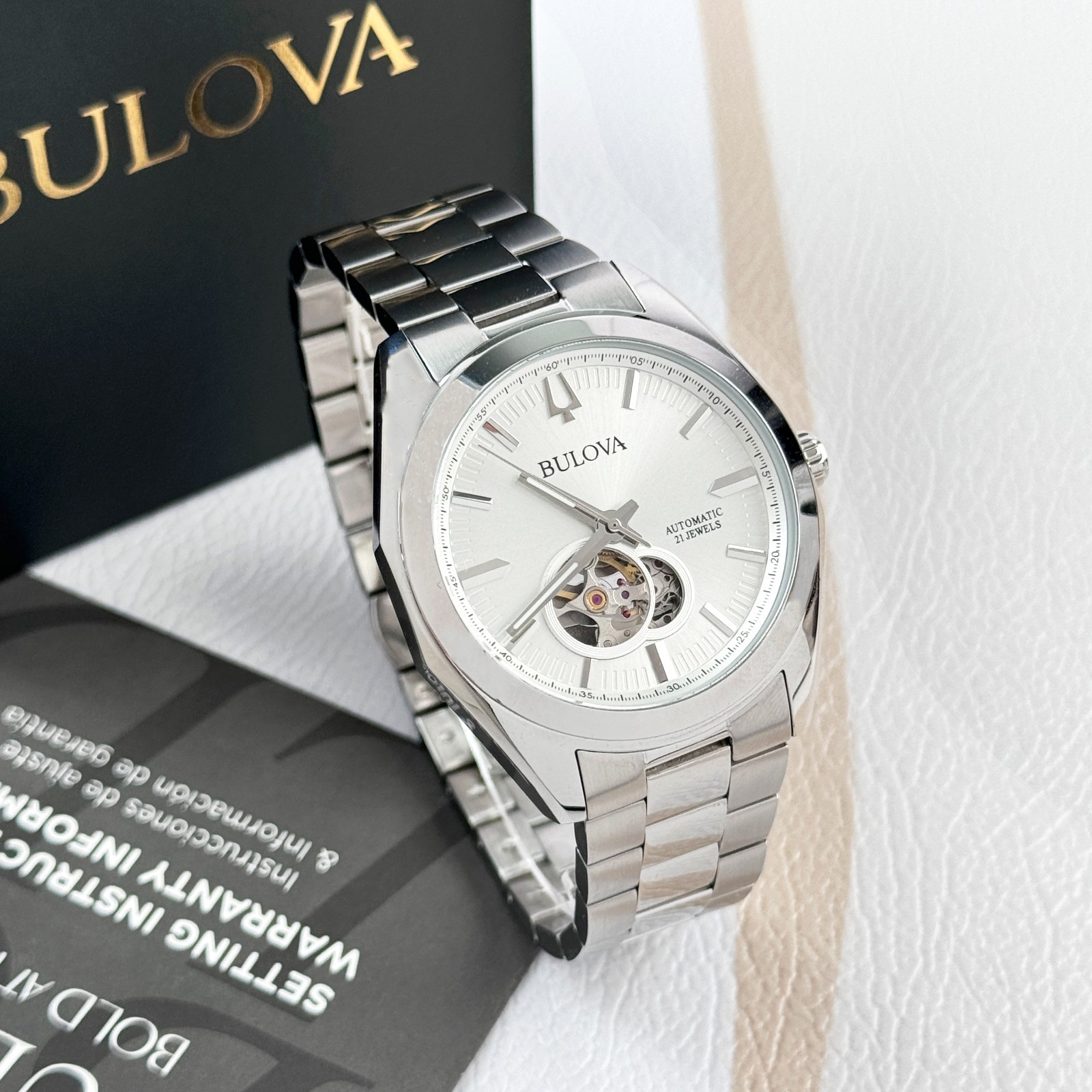 Bulova Classic Surveyor Automatic Silver Dial Stainless Steel Men’s Watch 96A274