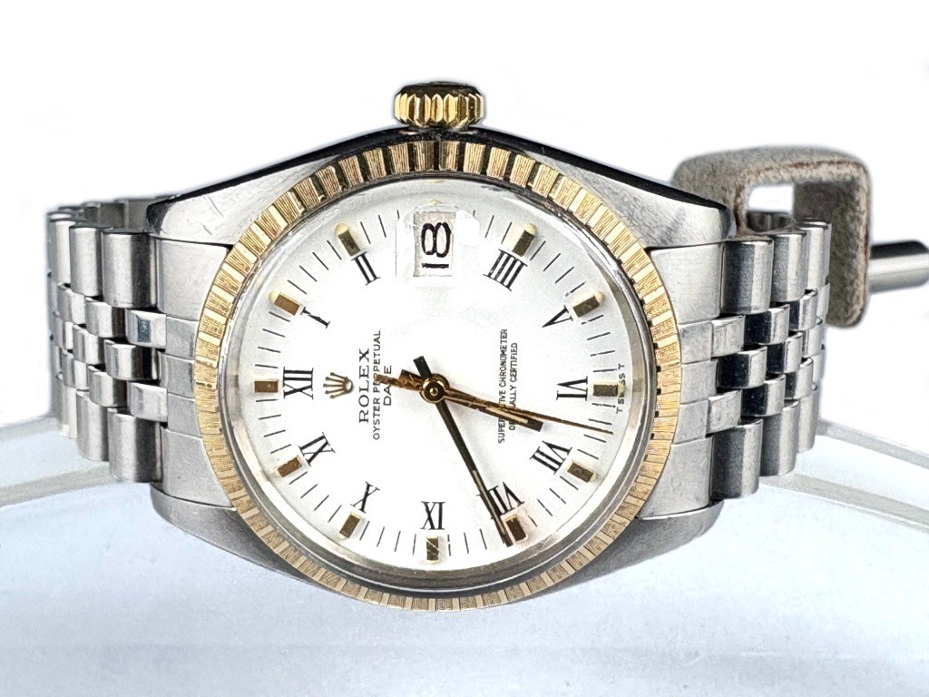Men’s Rolex Date 34mm Buckley Dial Ref. 1505 Two Tone Watch Head – SS Band- 1979