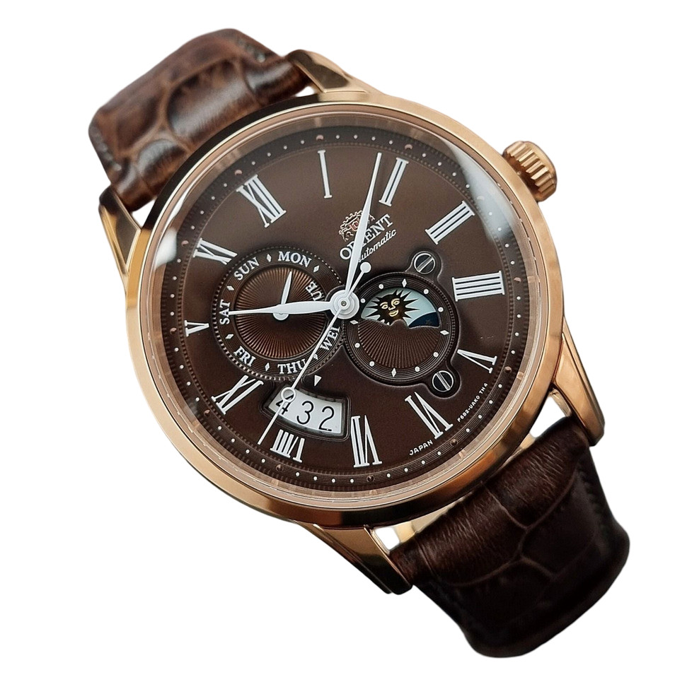 Orient Sun & Moon Brown Dial Automatic Sapphire Crystal RN-AK0002Y Men’s Watch
