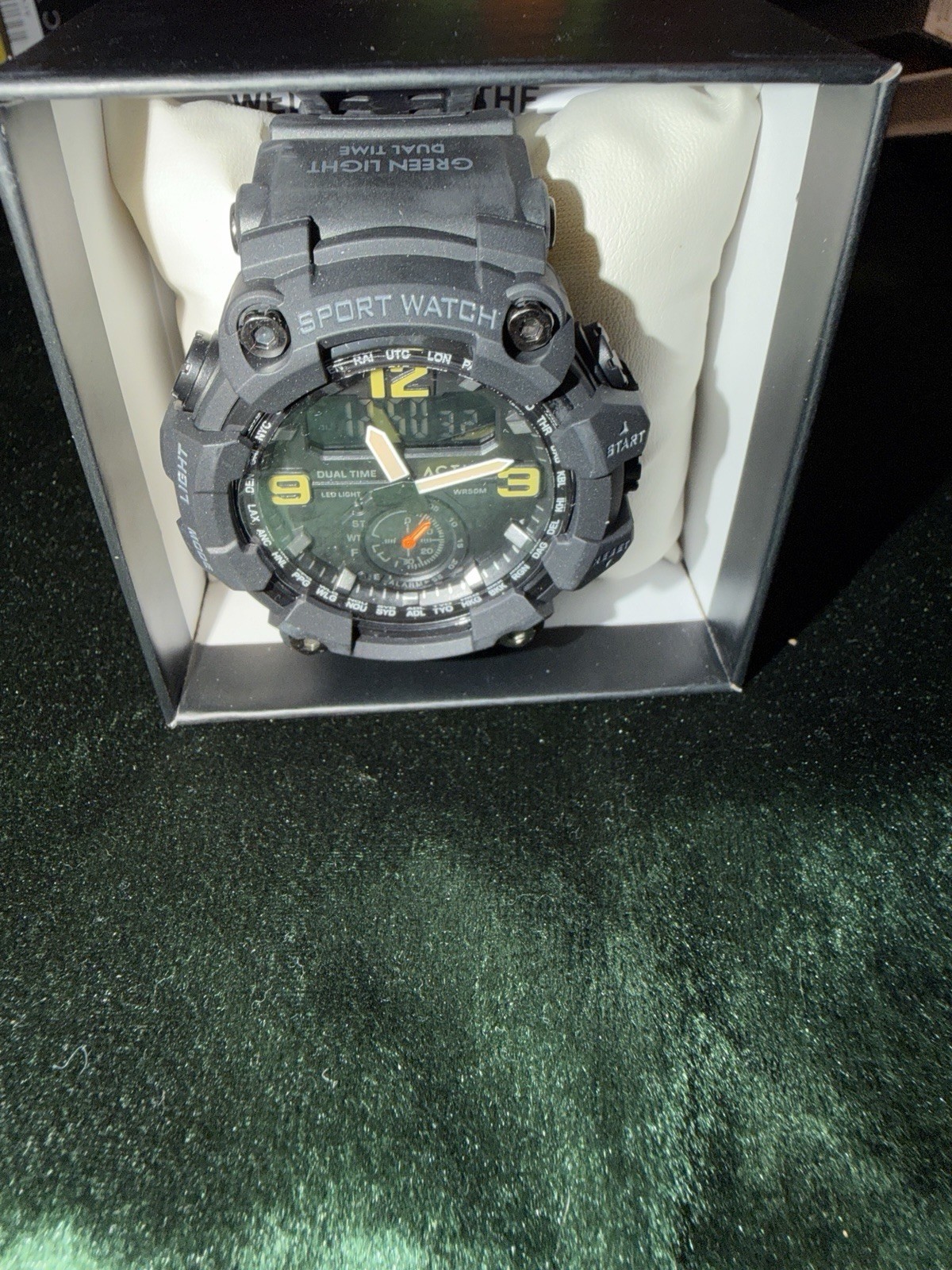 Invicta Men’s Quartz Chronograph Date Black/Gray Dial Silver SS Rubber Strap Box
