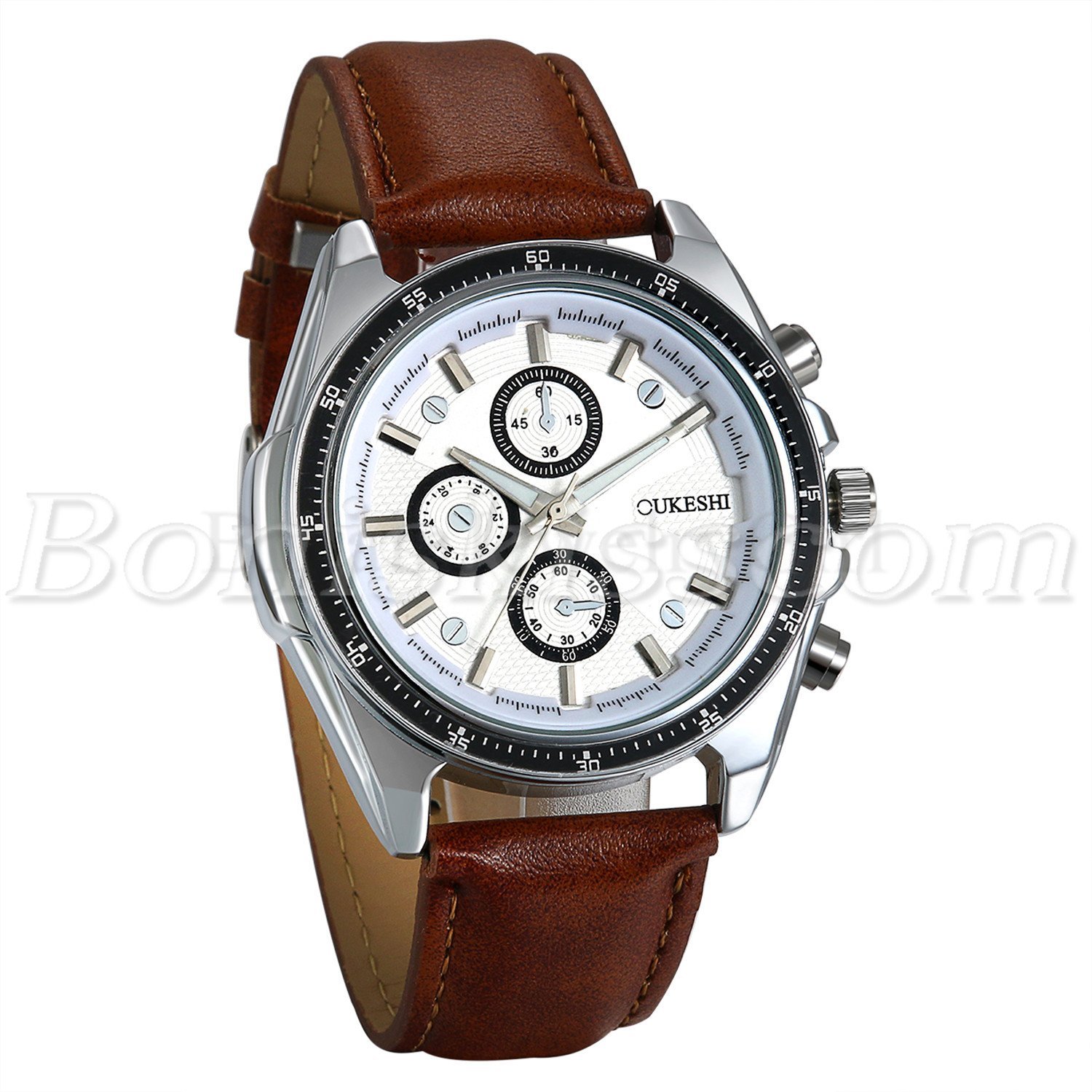 Men Classical Casual Business Leather Strap Quartz Analog Decoration Wrist Watch
