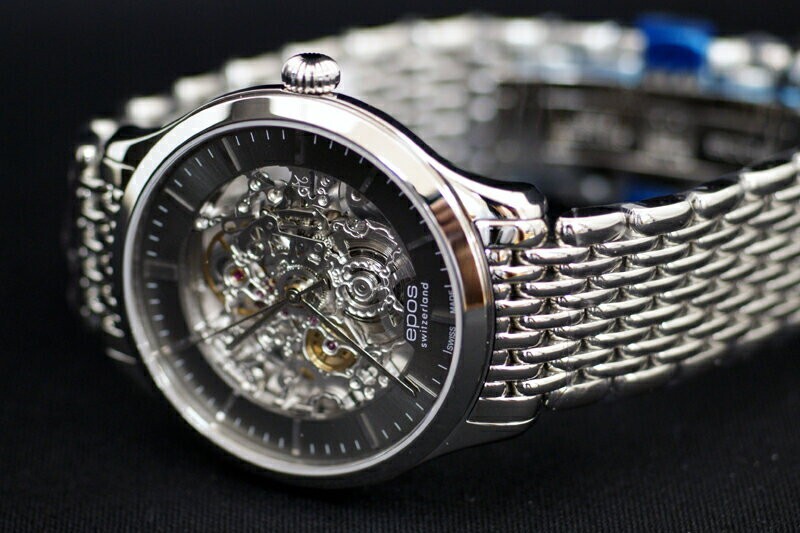 Epos ORIGINALE Double-sided Skeleton 40mm Gray Dial Stainless Band Auto Men’s