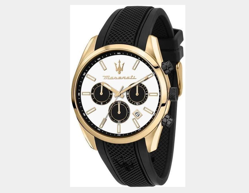 Maserati Chronograph White Dial Black Silicon Strap Watch– R8851151001