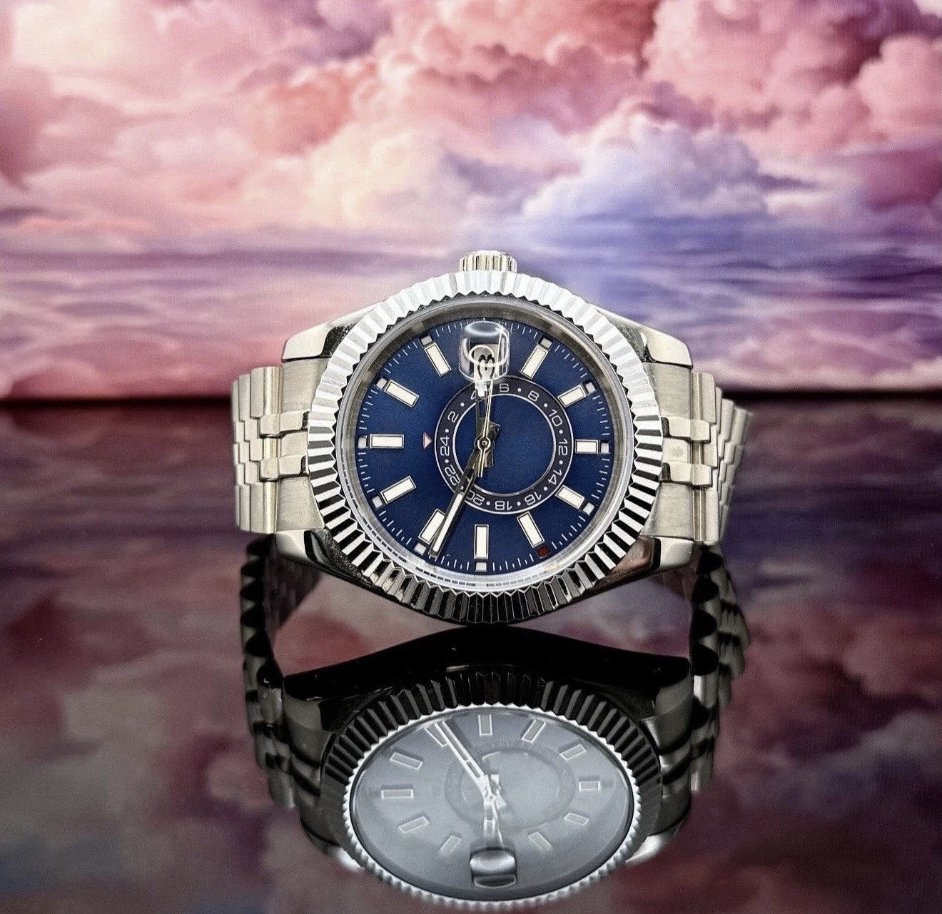 Custom 42mm Blue Skies DJ Style Mod Watch w/ NH35 Automatic