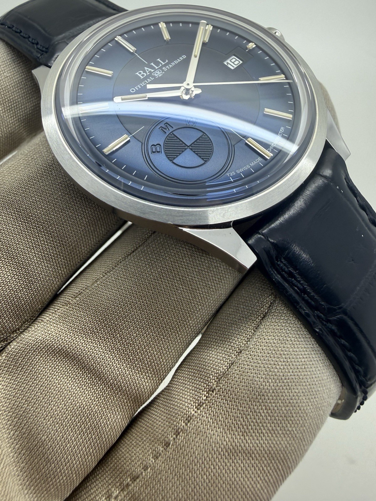 Ball BMW Edition Blue Dial Automatic Steel 40mm Leather Strap Watch NM3010D