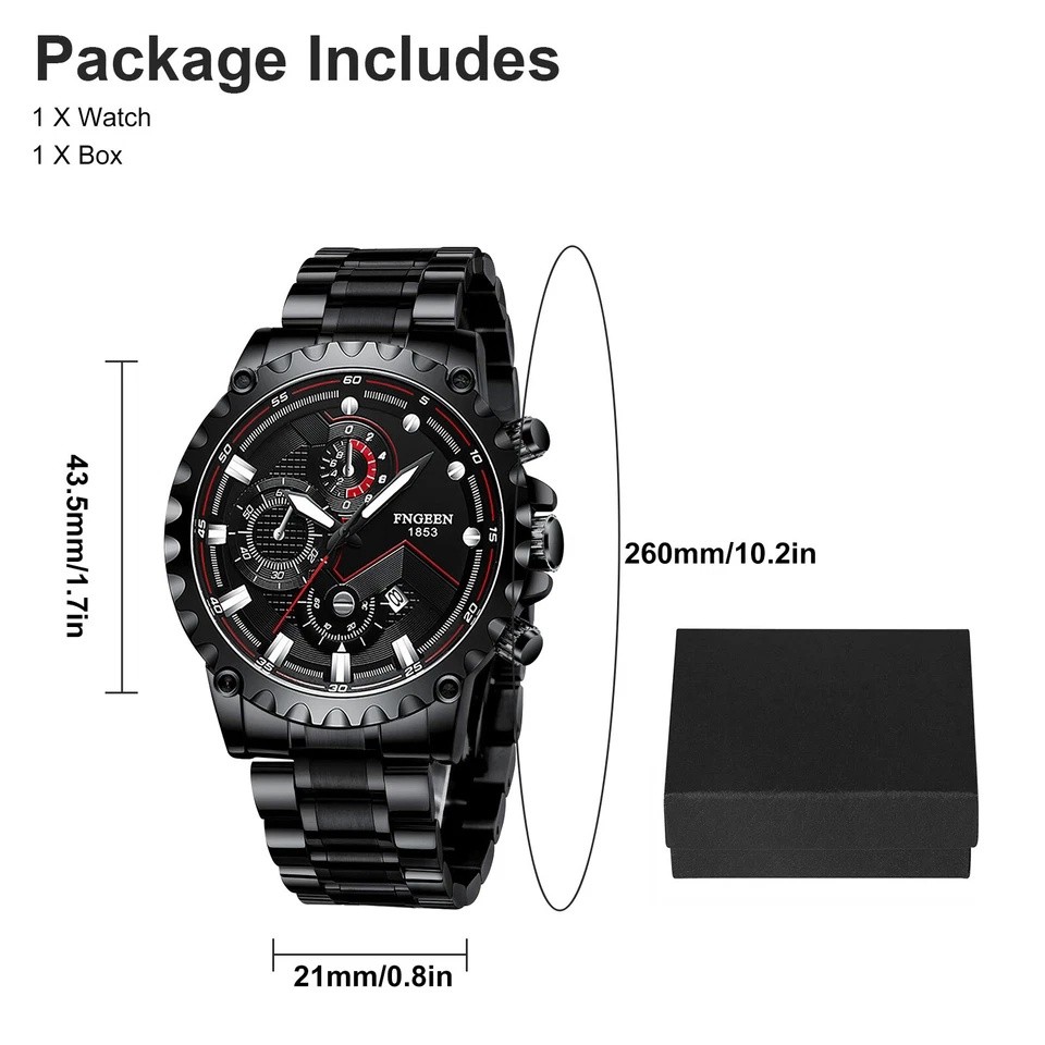 Waterproof Men’s Watch Classic Stainless Steel Quartz Luminous Luxury Wristwatch