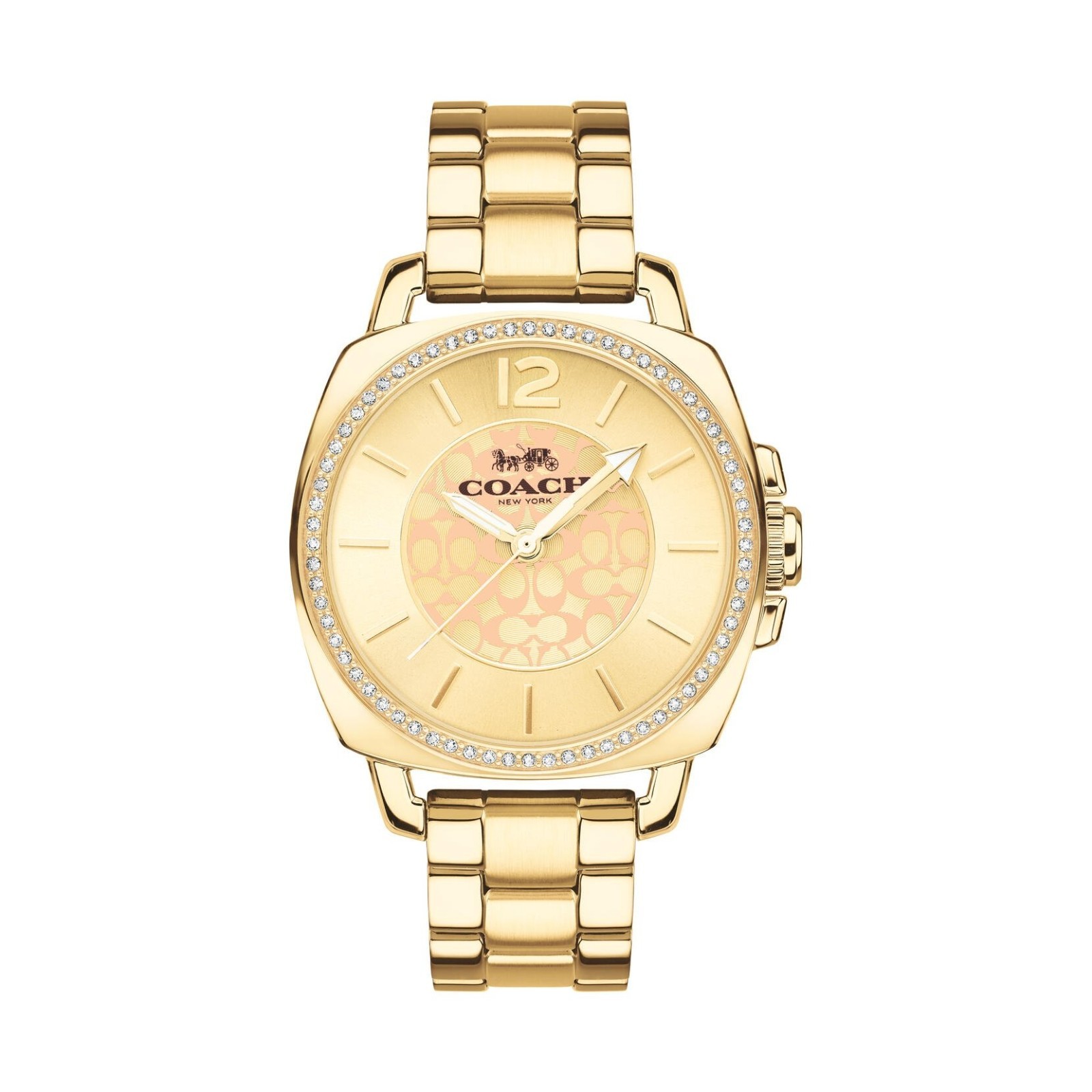 COACH BOYFRIEND 14503141 GOLD SIGNATURE DIAL GOLD BRACELET WOMENS 34MM WATCH