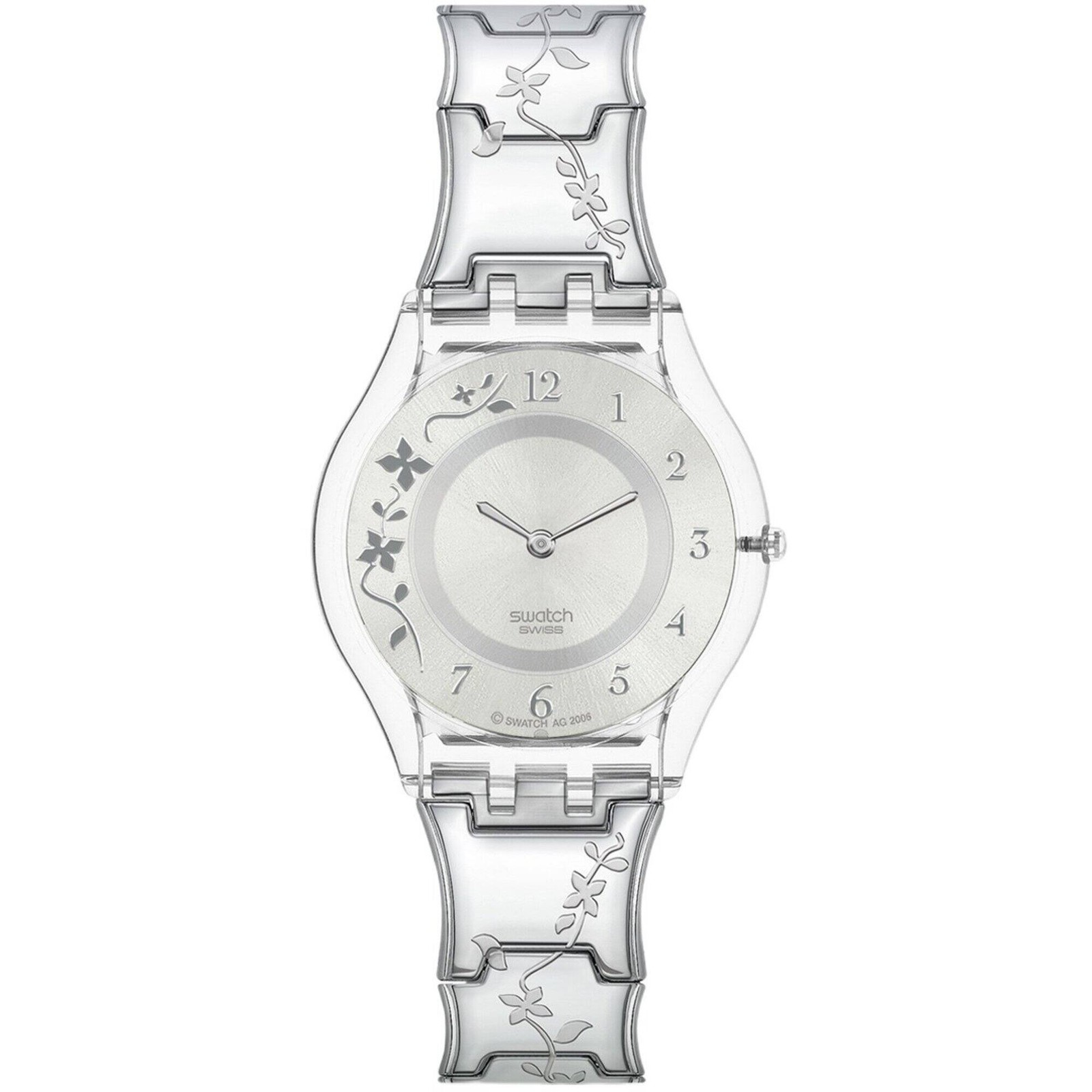 Swatch Women’s Watch Climber Flowery Silver Tone Dial Steel Bracelet SS08K100G