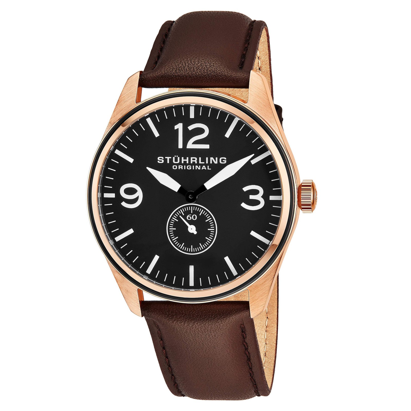 Aviator Brown/Leather/Black Dial/Rose Case | Black Dial Wristwatch 931.03