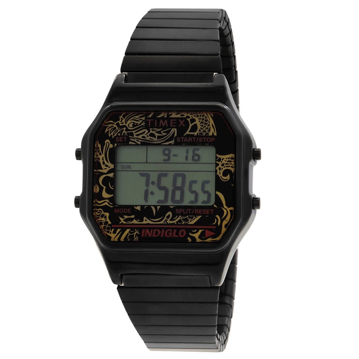 New – Timex T80 – “Year of the Dragon” Black Digital Watch (Model: TW2W49500)