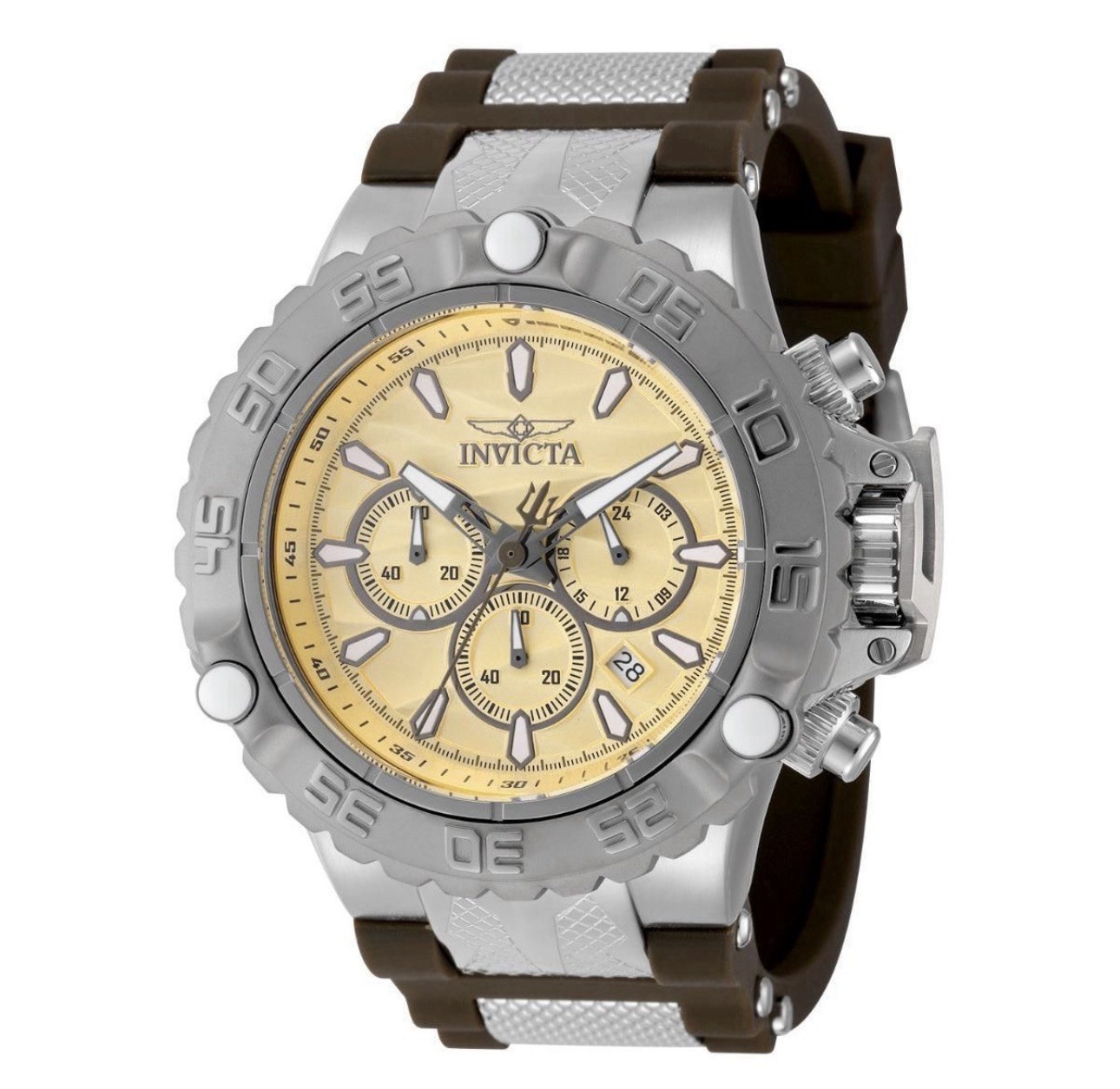 🔥Invicta Subaqua Poseidon 55mm Men’s Watch Quartz Chrono Gold Tone Dial 48559