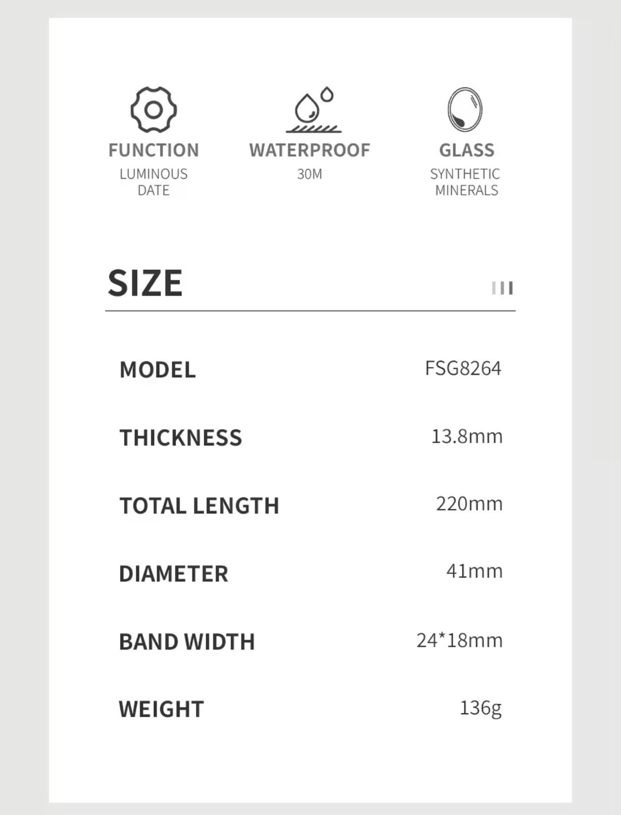Forsining Black Automatic Watch 41mm Expedition Caseback 3bar Stainless Steel