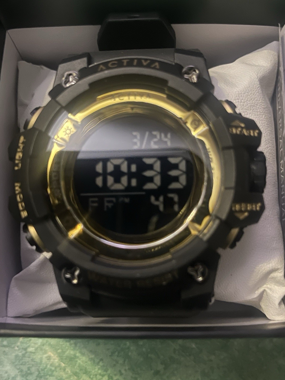 Activa Sync X Invicta Men’s 50mm Digital Sport Watch Black Gold ACW8046-003 NIB