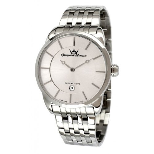 Yonger and Bresson Men’s YBH 8333-02 M AUTOMATIC Silver Dial Steel Date Watch