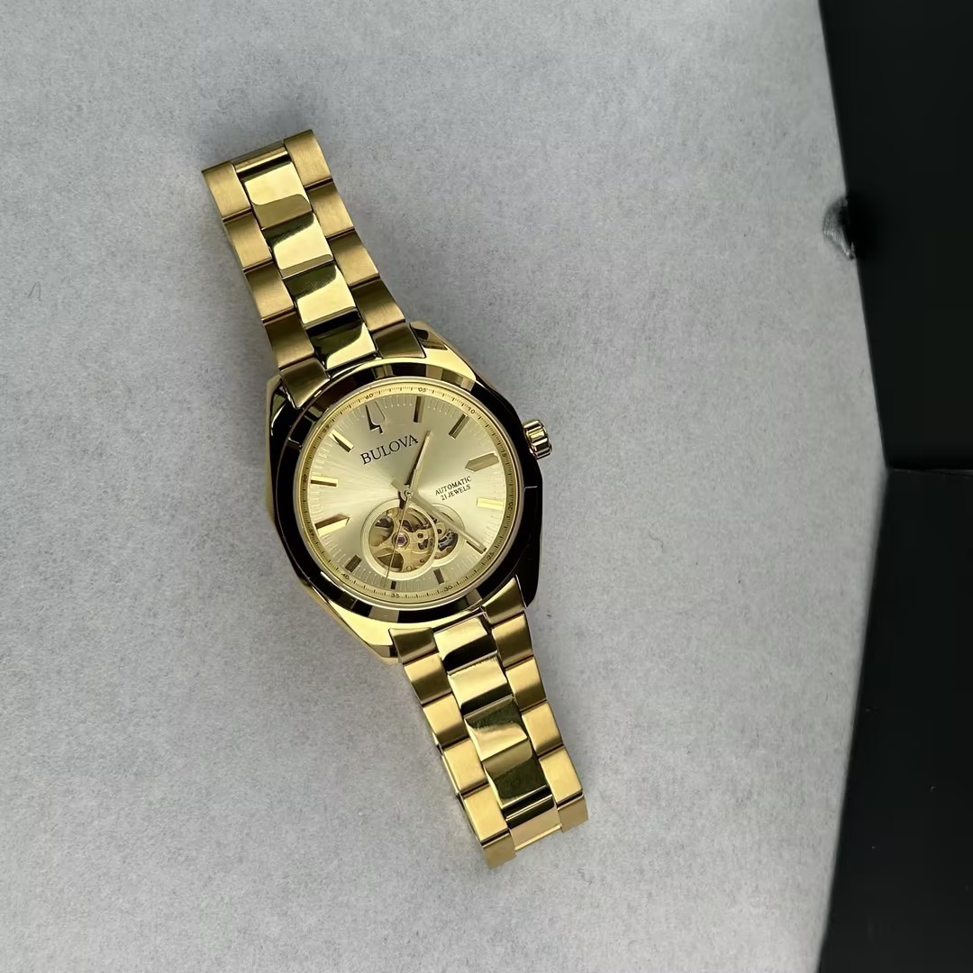 Bulova Surveyor Classic 97A182 Automatic Gold Tone Dial Men’s Watch 39mm New/Box