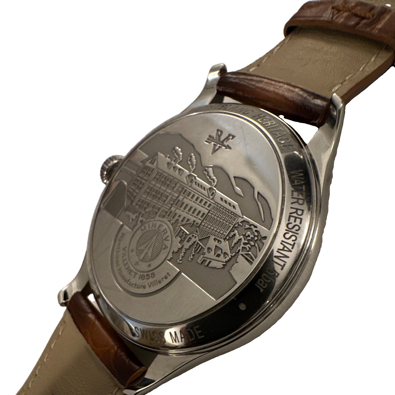 Montblanc Heritage Automatic Silver Dial 40mm Steel Brown Leather Date Watch