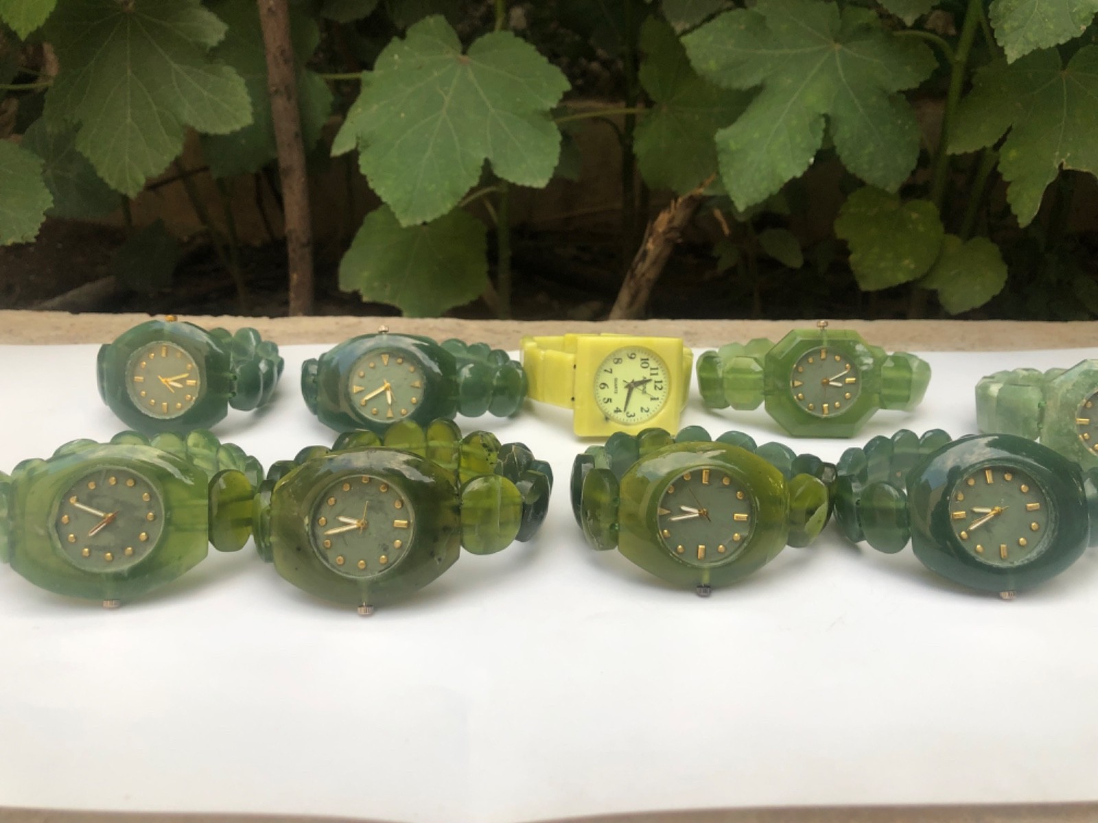 Natural Gemstone Beautiful Serpentine Jade Men/Women Watch Top Quality