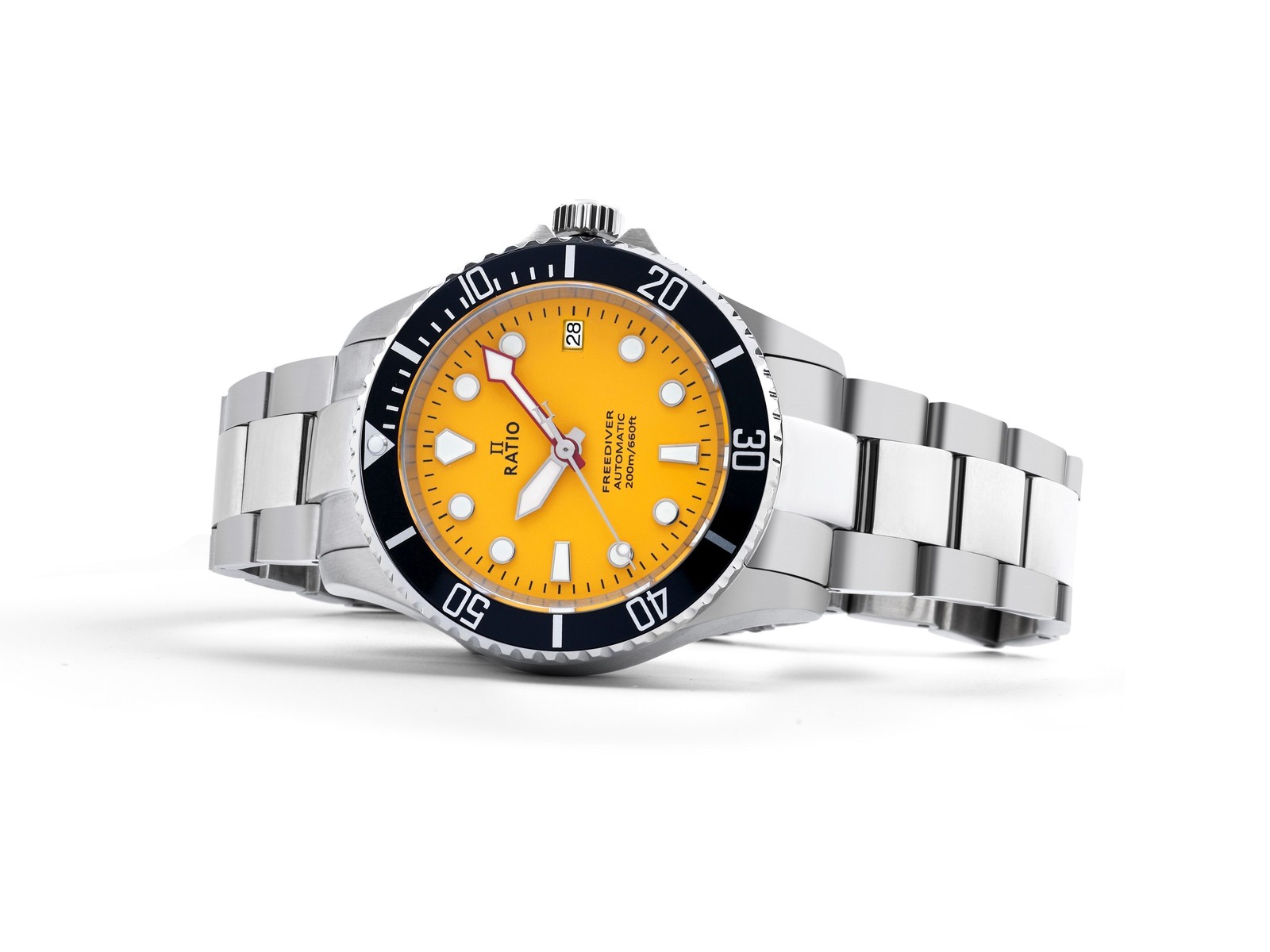 Ratio FreeDiver Yellow Dial Automatic Divers 200M RTF044 Mens Watch