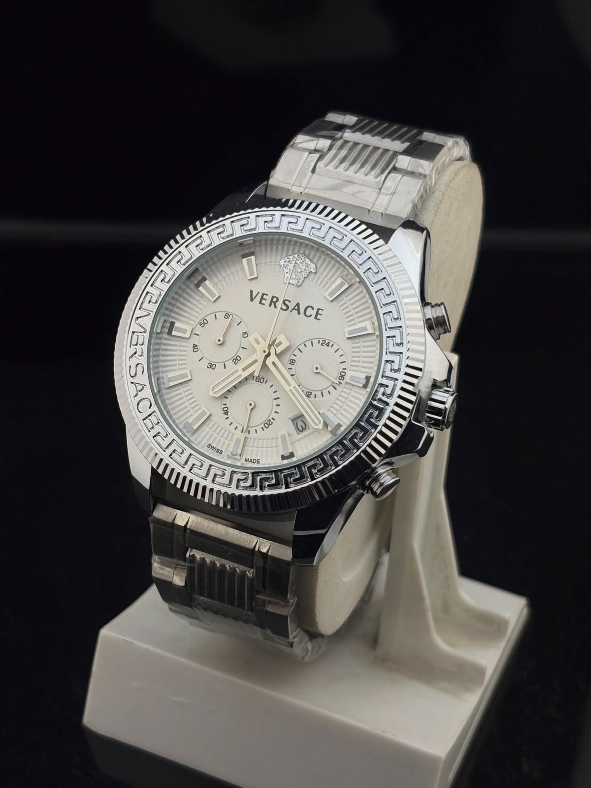 Vintage Refurbished Versace Silver Dial Wrist Watch Fully Working Condition