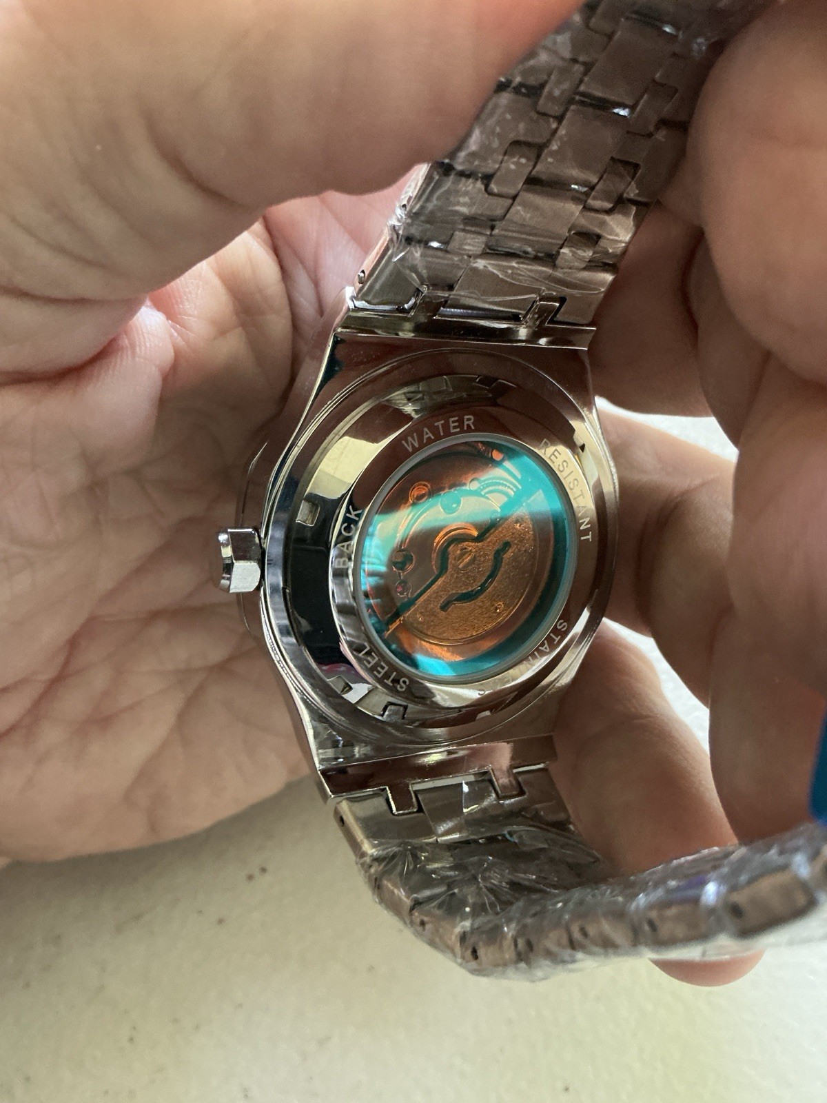 Men’s Skeleton Mechanical Luminous Waterproof Octagon Shaped Date Window Watch
