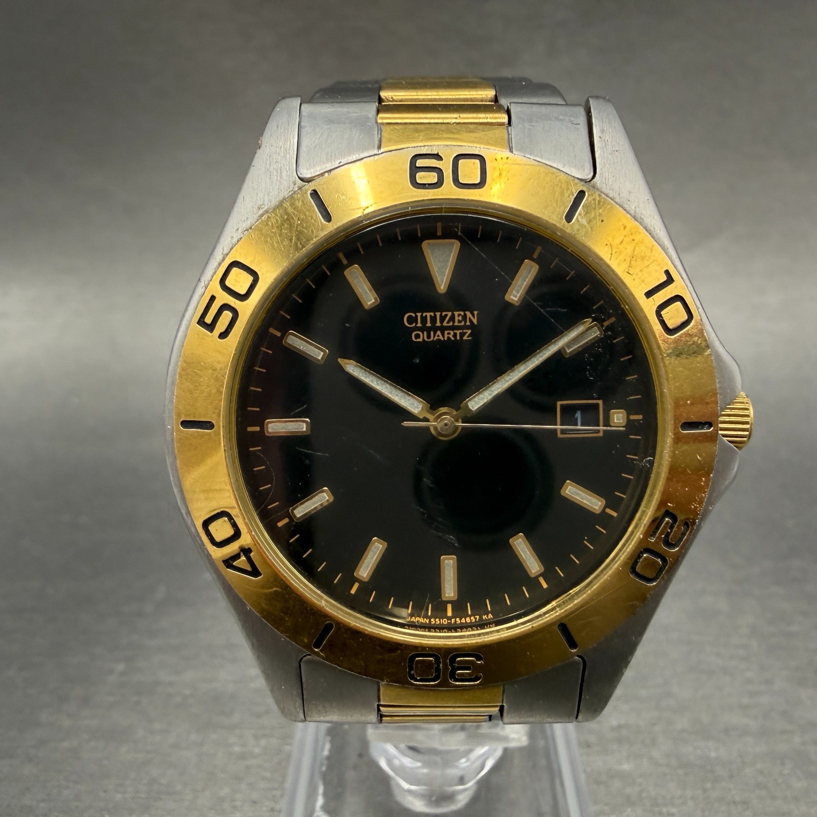 Citizen Dive Watch Men 39mm Black Dial Two Tone Date 5510-F52061 New Battery