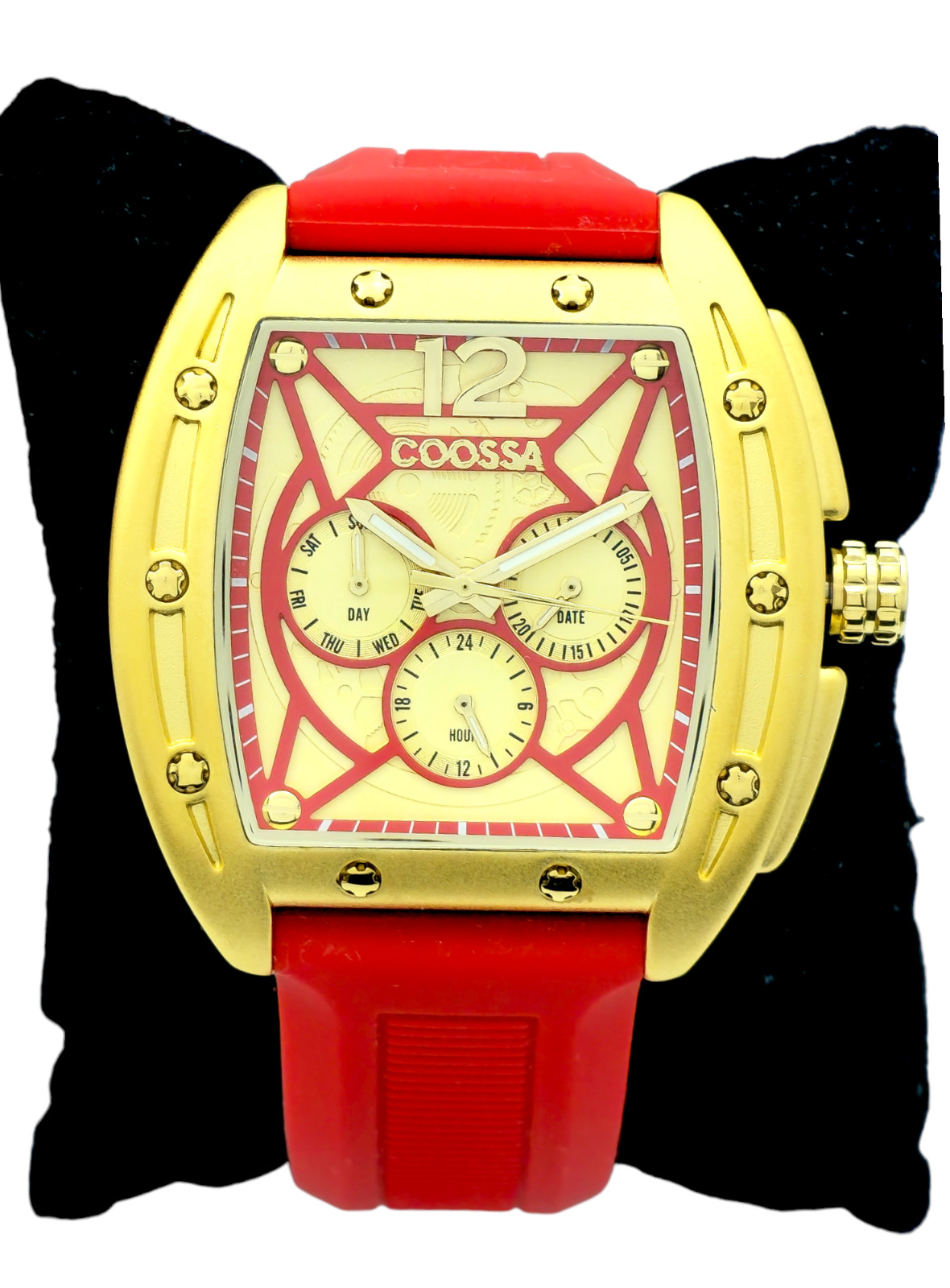 COOSSA ORIGINAL Special Edition Men’s Tonneau 46MM Case Gold/Red Tone Day Date