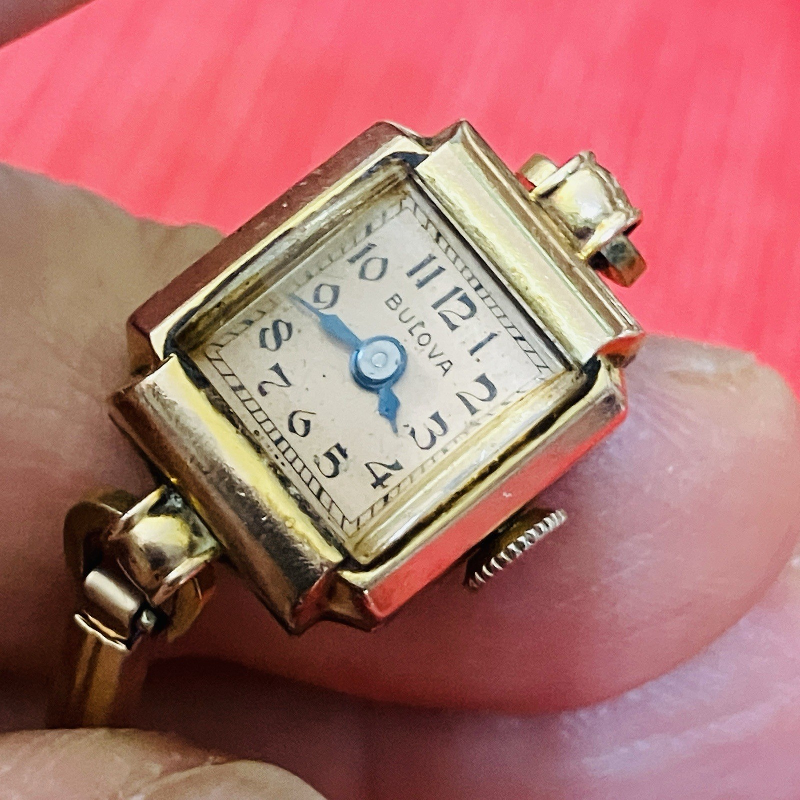 Vintage 14k Rose Gold Filled Women’s Dainty Bulova Manual Wind Wristwatch Runs