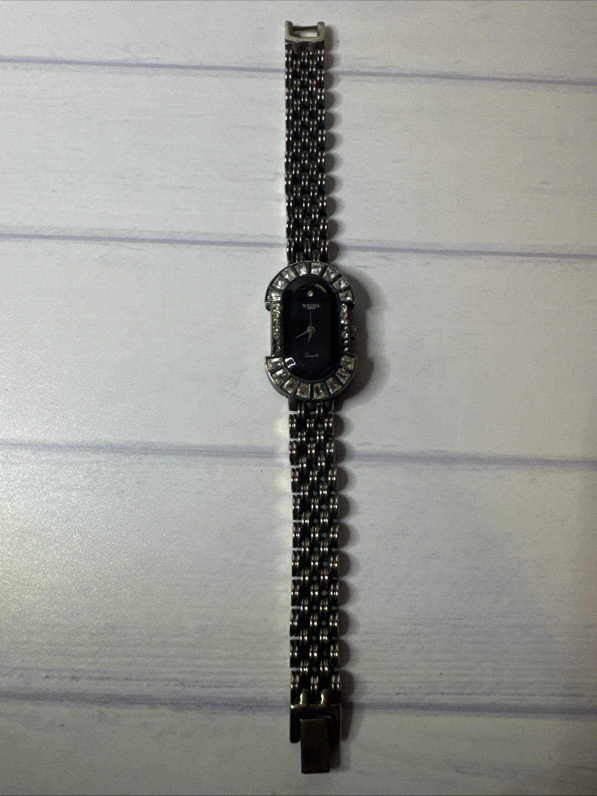 Meister-Anker Dress Pave Tone Oval Quartz Analog 21mm Watch 6 1/4″