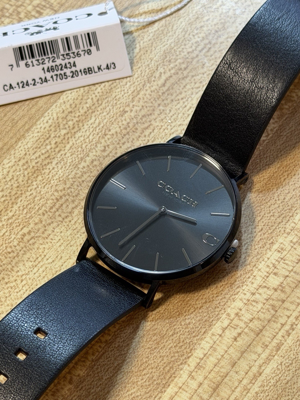 Authentic Coach New York Analog Quartz Adult Watch All Black Leather 14602434