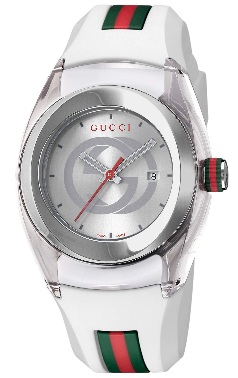 New Gucci Sync XXL 46mm YA137102 White Rubber Band White Dial Unisex Watch JAPAN