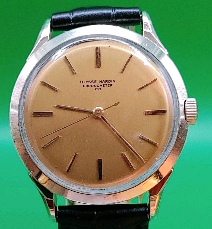 Ulysse Nardin 14k Solid Gold Manual Wind Watch With Beautiful Champagne Dial