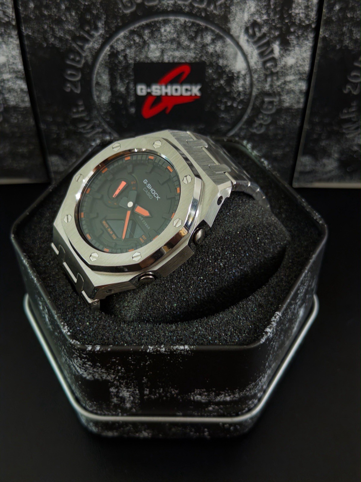 Casio GA-2100 G-Shock Watch – Sandblasted Metal Case Mod – Black Dial